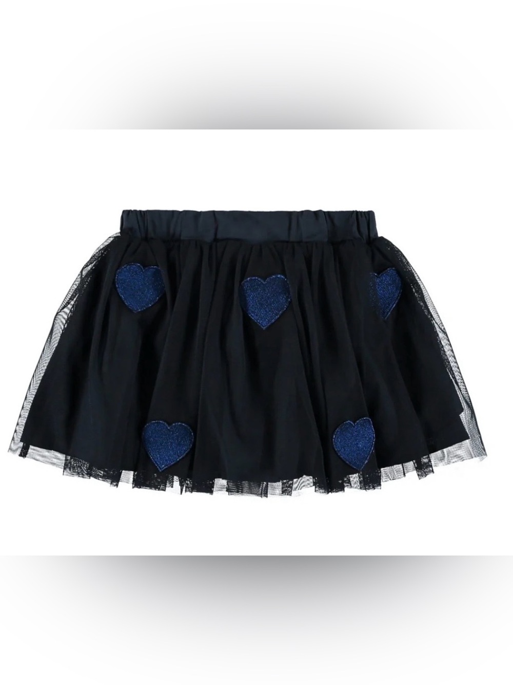 Stella McCartney Girls Heart Patches Tulle Skirt, Navy, 10Y
